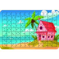 Sahil Evi 108 Parça Ahşap Çocuk Puzzle Yapboz