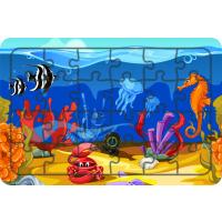 Deniz Canlıları 24 Parça Ahşap Çocuk Puzzle Yapboz Model 8