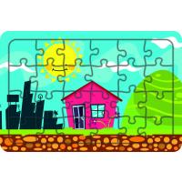 Köy Evi 24 Parça Ahşap Çocuk Puzzle Yapboz