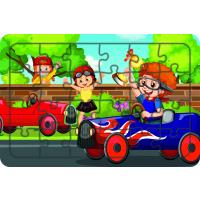 Yarışcı Çocuklar 24 Parça Ahşap Çocuk Puzzle Yapboz