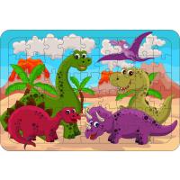 Dinozor 3  54 Parça Ahşap Çerçeveli Puzzle Yapboz