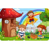 Ağaç Evdeki Çocuklar 35 Parça Ahşap Çocuk Puzzle Yapboz
