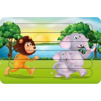 Aslan ve Filler Çubuk Ahşap Çocuk Puzzle Yapboz