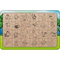 Aslan ve Filler 24 Parça Ahşap Çocuk Puzzle Yapboz
