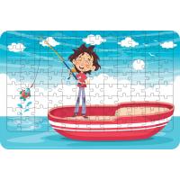 Balıkçı Çocuk 108 Parça Ahşap Çocuk Puzzle Yapboz