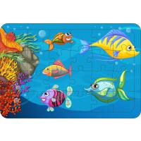 Deniz Canlıları  24 Parça Ahşap Çerçeveli Puzzle Yapboz