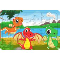 Bebek Dinozorlar 35 Parça Ahşap Çocuk Puzzle Yapboz