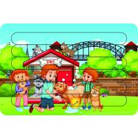 Çocuklar ve Hayvanlar Çubuk Ahşap Çocuk Puzzle Yapboz