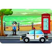 Polis Amca Çubuk Ahşap Çocuk Puzzle Yapboz