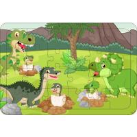 Dinozor 5  24 Parça Ahşap Çerçeveli Puzzle Yapboz