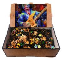 Gitarist Kedi 1000 Parça Ahşap Puzzle Yapboz
