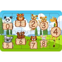 Hayvanlar ve Sayılar 24 Parça Ahşap Çocuk Puzzle Yapboz