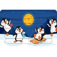 Küçük Penguenler Çubuk Ahşap Çocuk Puzzle Yapboz Model 4