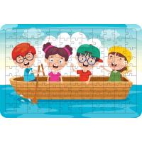 Kayıktaki Çocuklar 108 Parça Ahşap Çocuk Puzzle Yapboz