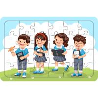 Okula Gidiyoruz 24 Parça Ahşap Çocuk Puzzle Yapboz