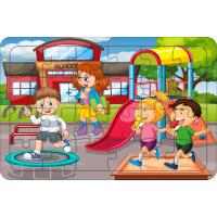 Okuldaki Çocuklar 24 Parça Ahşap Çocuk Puzzle Yapboz