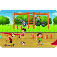 Parktaki Çocuklar 35 Parça Ahşap Çocuk Puzzle Yapboz Model 2