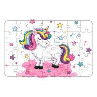 Sevimli Unicorn 35 Parça Ahşap Çocuk Puzzle Yapboz Model 1