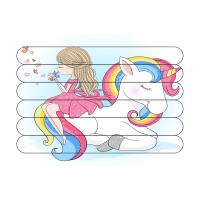 Sevimli Unicorn Çubuk Ahşap Çocuk Puzzle Yapboz Model 2