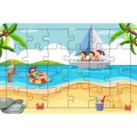 Tekne Tatili 24 Parça Ahşap Çocuk Puzzle Yapboz