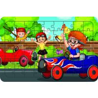 Yarışcı Çocuklar 54 Parça Ahşap Çocuk Puzzle Yapboz