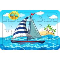 Yelkenli Tekne 24 Parça Ahşap Çocuk Puzzle Yapboz